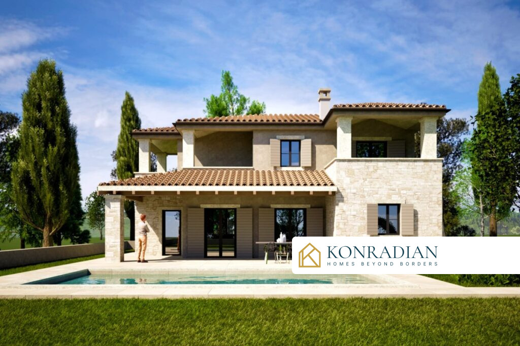 Istrian stone villa with pool and sea view